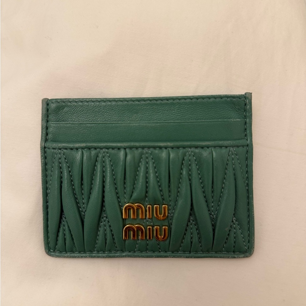 Miu Miu Quilted Green Card Holder